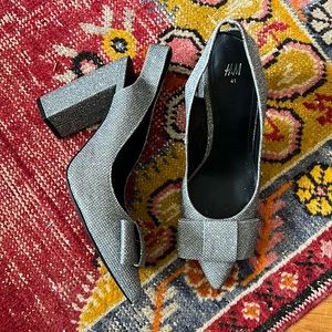 Glitter Mesh Block Heels